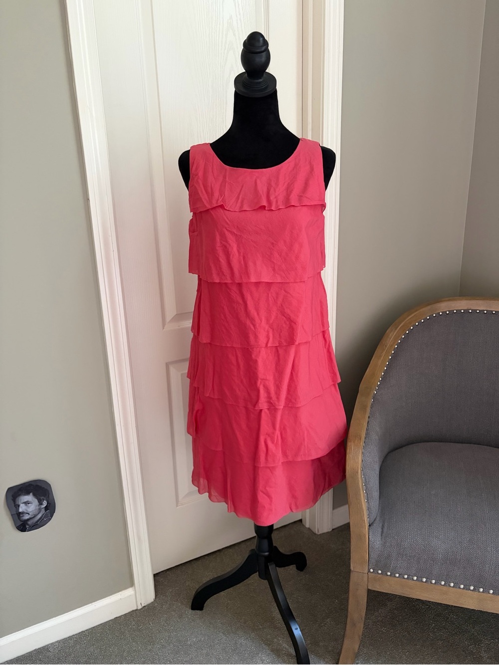 Talbots Coral Pink Tiered Sleeveless Dress